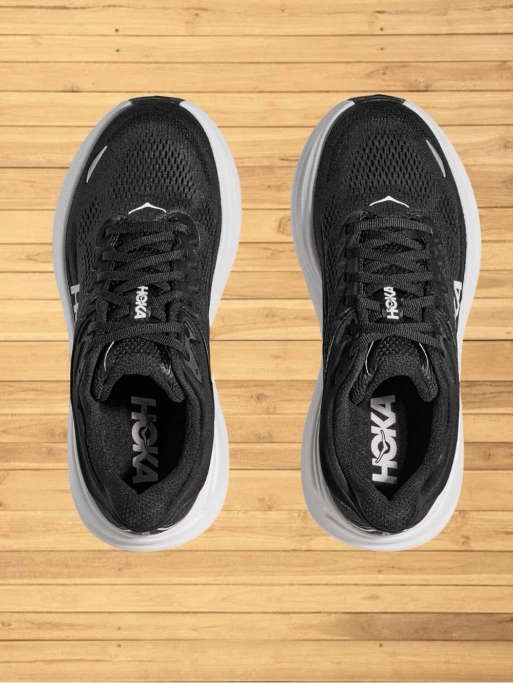 Hoka Men's Black and White Athletic Running Shoes